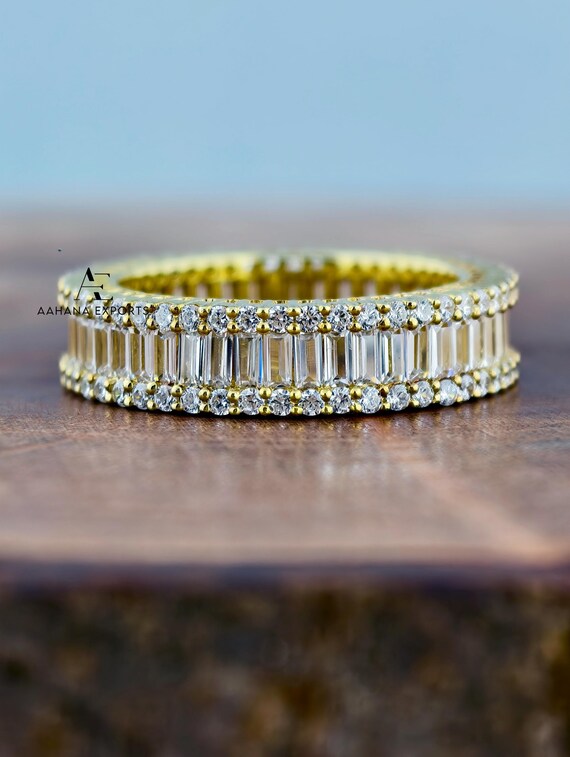 6.50 Carat Total Baguette & Round cut Diamond Eternity band | Lab Grown | Proposal Ring | Anniversary Ring | Engagement Ring for her