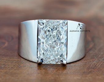 5 Carat Radiant Cut Lab Grown Diamond Men's Engagement Ring Wedding band Anniversary Proposal Ring For Him Boyfriend Birthday Gift for Men.