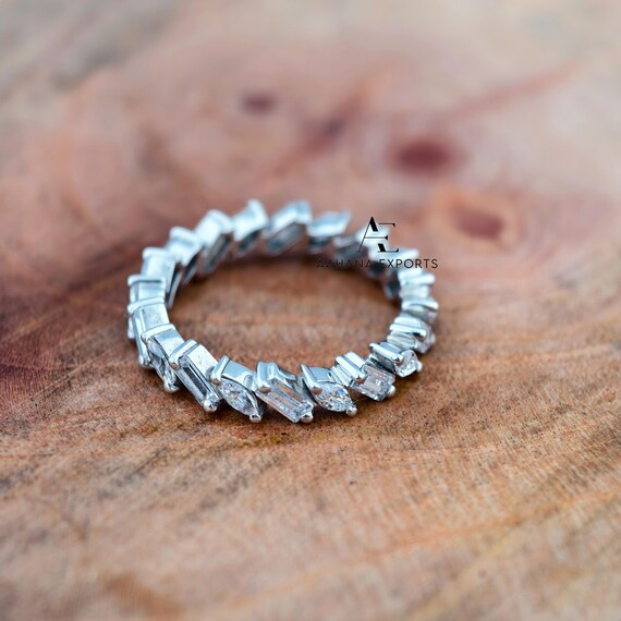 2.50 Carat Total Marquise & Baguette cut Diamond Eternity band | Lab Grown | Proposal Ring | Anniversary Ring | Engagement Ring for her