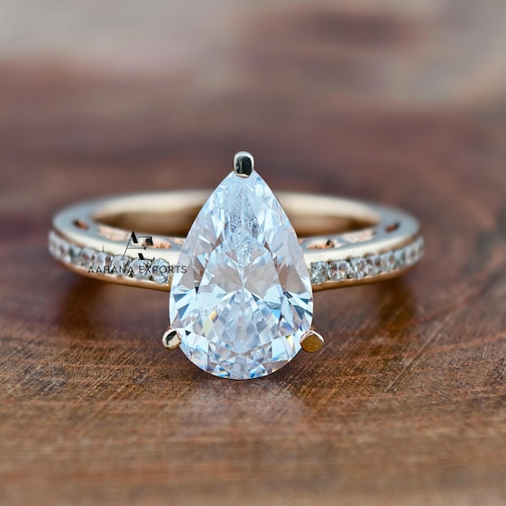 2 Carat Pear Diamond Ring Lab Grown | Proposal Ring | Anniversary Ring | Engagement Ring | Wedding ring for her