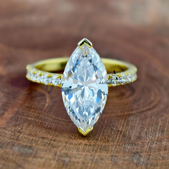 3 Carat Marquise Diamond Engagement Ring Lab Grown | Proposal Ring | Anniversary Ring | Engagement Ring for her