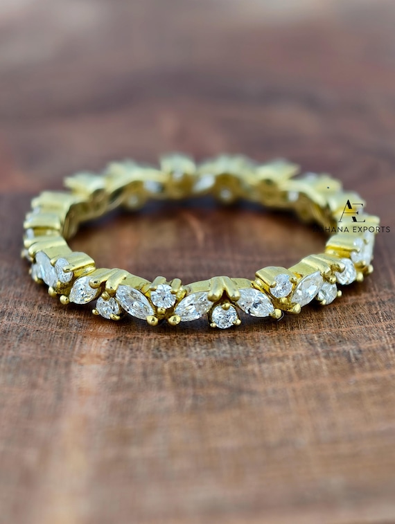 2.50 Carat Total Marquise & Round cut Diamond Eternity band | Lab Grown | Proposal Ring | Anniversary Ring | Engagement Ring for her