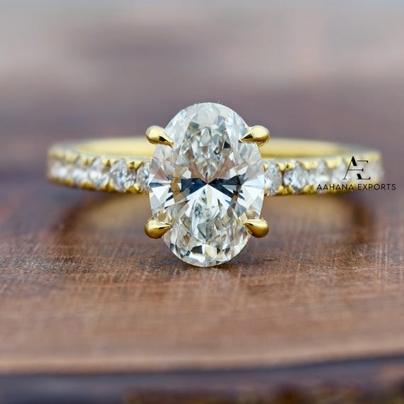 2.00 CT IGI Certified Oval Cut Lab Grown Diamond Engagement Ring, Side Round Diamonds, Wedding Ring For Women, Anniversary Gifts For Her.