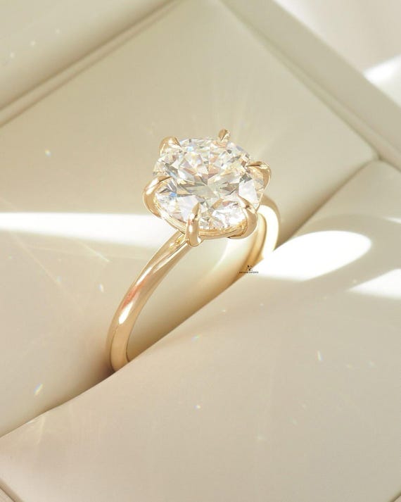 2.50 CT Antique 6 Claw Prong Setting Engagement Ring | Round Cut Solitaire IGI Certified Lab Grown Diamond |  Promise Ring Proposal Ring