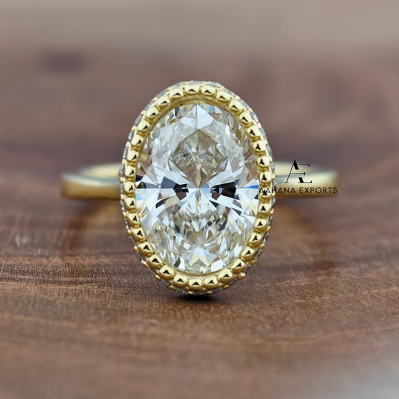 Oval Lab Grown Engagement Ring, 3 CT Cathedral Set Solitaire Ring, Tulip Setting Oval Lab Grown Ring, Oval cvd Diamond Ring, Wedding Ring.