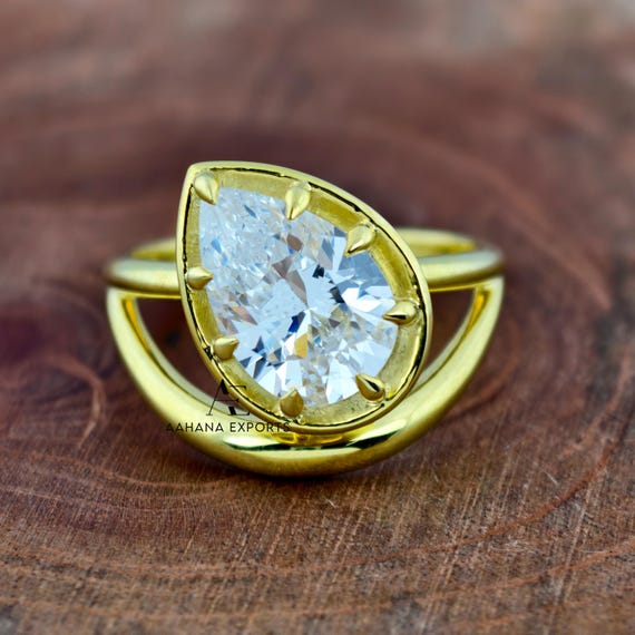 3 Carat Pear Diamond Ring Lab Grown | Proposal Ring | Anniversary Ring | Engagement Ring | Wedding ring for her
