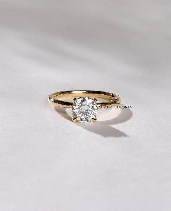 2.00 Carat IGI Certified Round Cut Lab Grown Diamond Ring, Minimalist Solitaire 4 Prongs Thin Ring, Round Cut CVD Diamond Engagement Ring