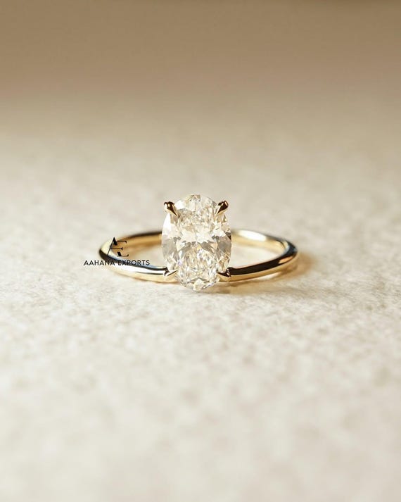 2 Carat Oval Cut Lab Grown Diamond Engagement Ring Nest oval cut Diamond Ring, Oval Cut lab grown Diamond Ring, Curve Oval Diamond Ring