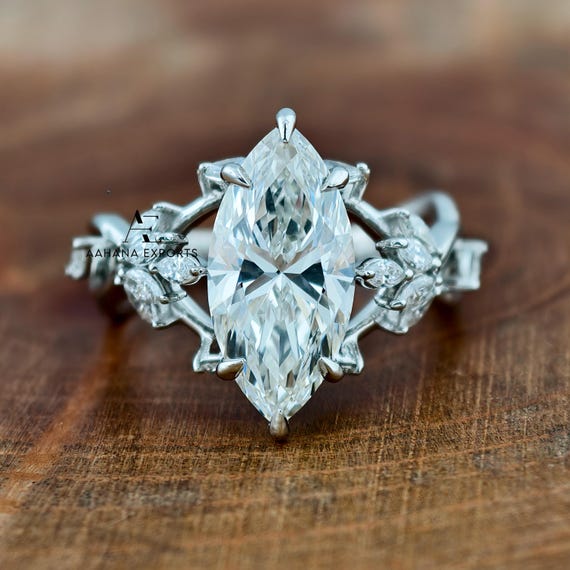 3 Carat Marquise Diamond Engagement Ring Lab Grown | Six Claw Prong Setting | Proposal Ring | Anniversary Ring | Engagement Ring for her