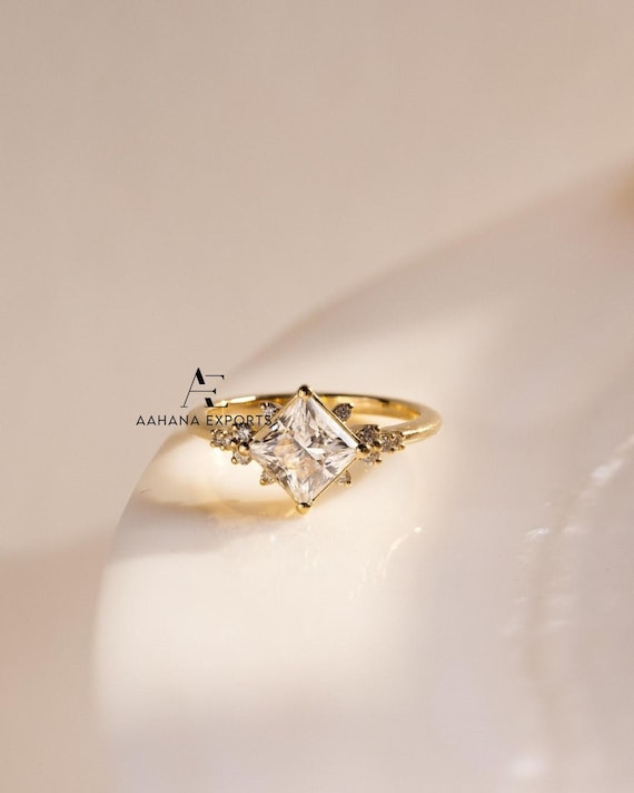 1.5 Carat Princess Cut Lab Grown Diamond Ring /Princess Cut Diamond Engagement Ring / Bezel Setting / Princess Cut Lab Diamond Ring for her.