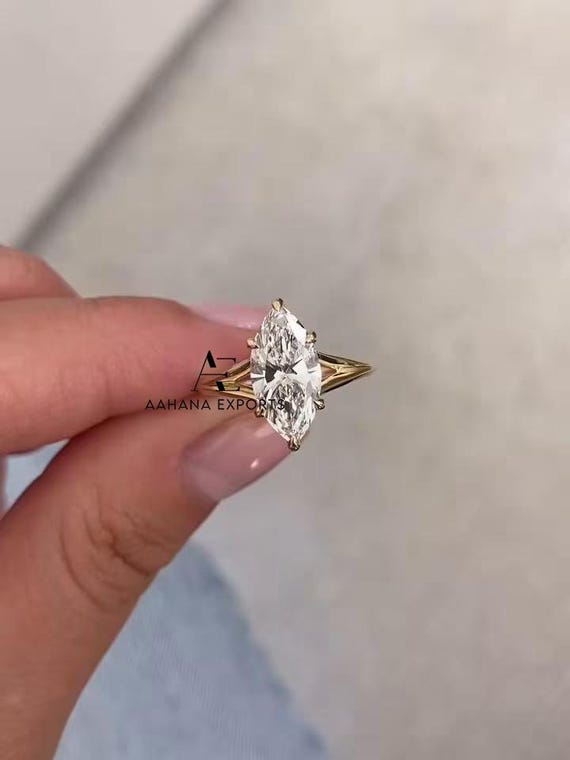 3 CT IGI Certified Marquise Cut Lab Grown Diamond Ring Split Shank Engagement Ring Wedding Ring Promise Ring Anniversary Gift Ring For Women