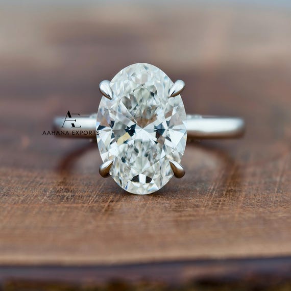 Certified 3.00 CT Lab Grown Diamond Ring , Oval Lab Diamond Engagement Ring , Lab Oval, Hidden Halo Ring, Solid 18K Yellow Gold Oval Ring.