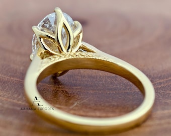 2.00 CT Tulip Set Oval Cut Lab-Grown Engagement Ring, Cathedral Setting Wedding Ring, Marquise Engagement Ring, Anniversary Ring