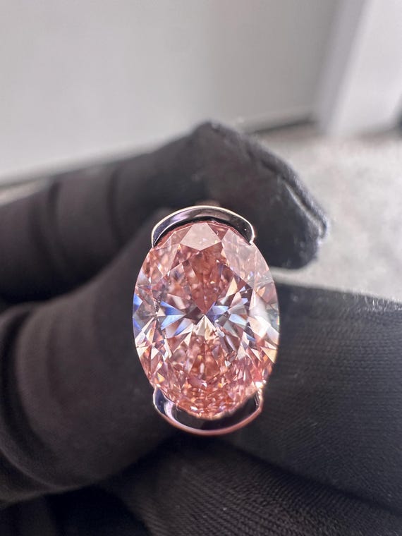 2 Carat Oval Fancy Vivid Pink Color Diamond Ring | Lab Grown | Proposal Ring | Anniversary Ring | Engagement Ring | Wedding ring for her