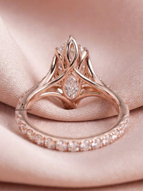 Tulip Set 2.00 Carat Marquise Cut Lab-Grown 6 Claw Prong Ring, Cathedral Setting Wedding Ring, Easiest Yes Engagement Ring, Anniversary Ring