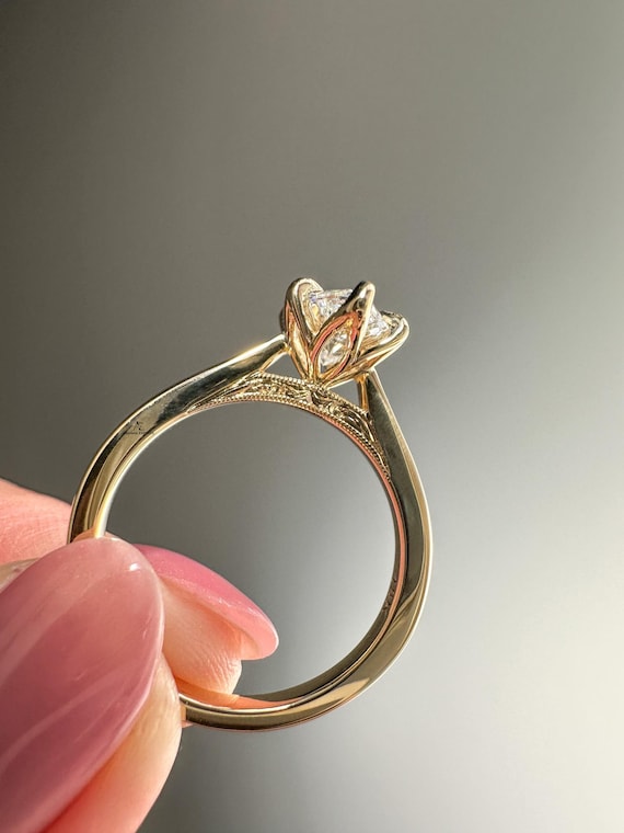 1.50 CT Tulip Set Marquise Cut Lab-Grown Engagement Ring, Cathedral Setting Wedding Ring, Marquise Engagement Ring, Anniversary Ring