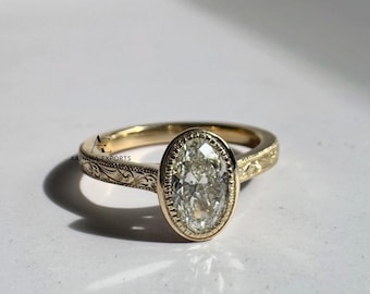 2 Carat Oval Lab Grown Diamond Engagement Ring, Milgrain Ring, Solitaire Ring, Oval Lab Grown Ring, Oval cvd Diamond Ring, Wedding Ring.