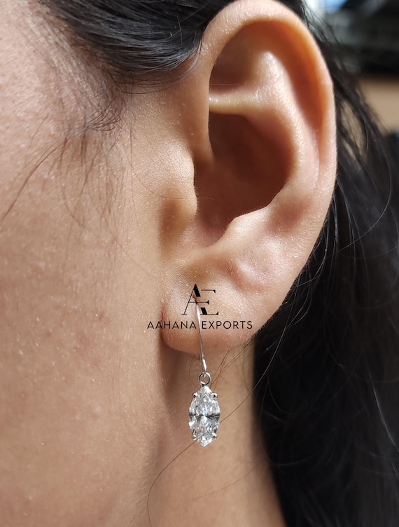 1 Carat Each Marquise Cut Lab Grown Diamond Set Studs, CVD Diamond Solitaire Earrings, 14K Solid Gold Bridesmaid Earrings, Diamond Earrings