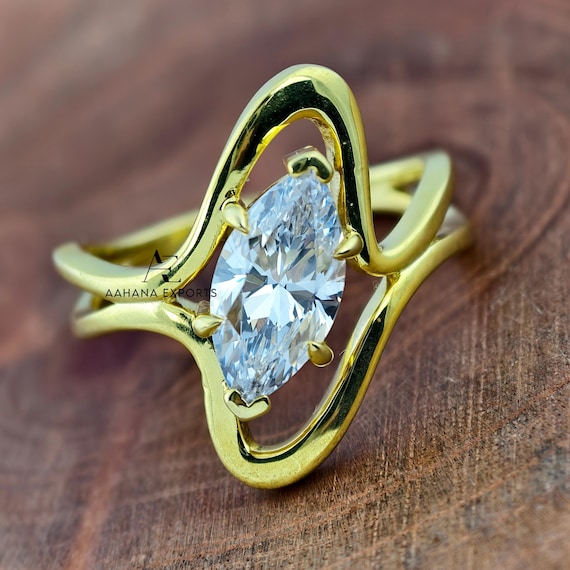 2 Carat Marquise Diamond Engagement Ring Lab Grown | Six Claw Prong Setting | Proposal Ring | Anniversary Ring | Engagement Ring for her