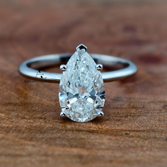 3 Carat Pear Diamond Ring Lab Grown | Proposal Ring | Anniversary Ring | Engagement Ring | Wedding ring for her