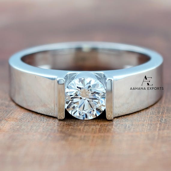 0.50 CT Round Brilliant Cut Lab Grown Diamond Ring Men's Wedding Ring Gift For Him IGI Certified Diamond Ring Round Diamond Solid Gold Ring