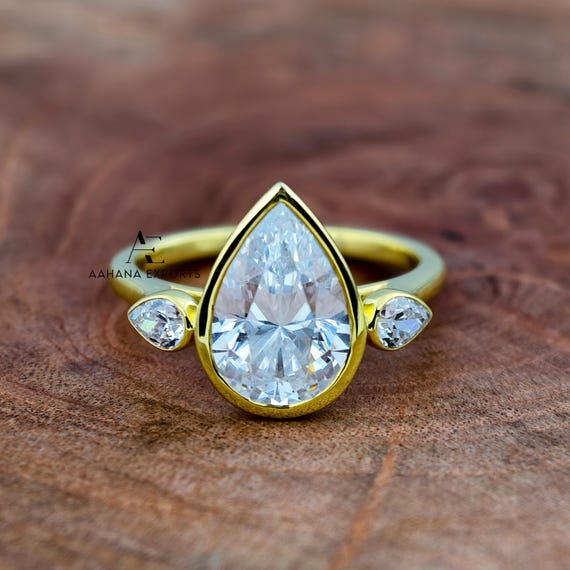 3 Carat Pear Diamond Ring Lab Grown | Proposal Ring | Anniversary Ring | Engagement Ring | Wedding ring for her