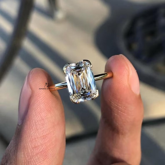 Criss Cut Lab Grown Diamond Engagement Ring for Women, IGI Certified 3.00 ct Diamond, Corner Prongs, Rings for Women, Promise Ring for Her