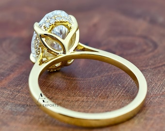 Oval Lab Grown Engagement Ring, 3 CT Delicate Oval Solitaire Ring, Tulip Setting Oval Lab Grown Ring, Oval cvd Diamond Ring, Wedding Ring.