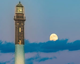 Fire Island Lighthouse Moonrise Photography | Long Island Coastal Wall Art