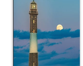 Fire Island National Seashore Lighthouse | Moonrise Landscape Photography | Long Island Coastal Art