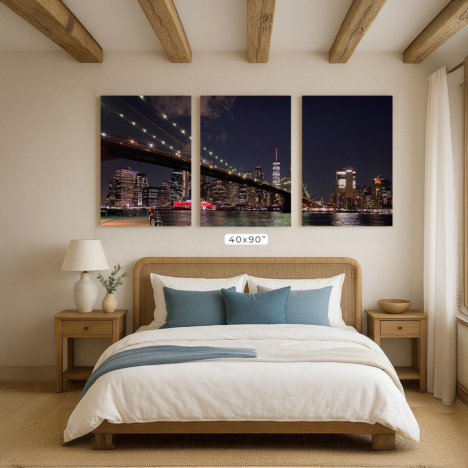 Brooklyn Bridge Night Photo: New York City Skyline Art Print - Etsy