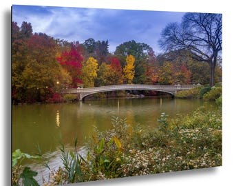 Serene Fall Scene: Bow Bridge in Central Park - NYC Autumn Print"