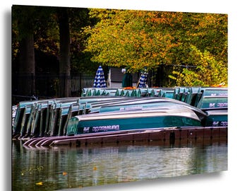 Central Park Boathouse Photo Print, Autumn Rowboats, NYC Fall Decor