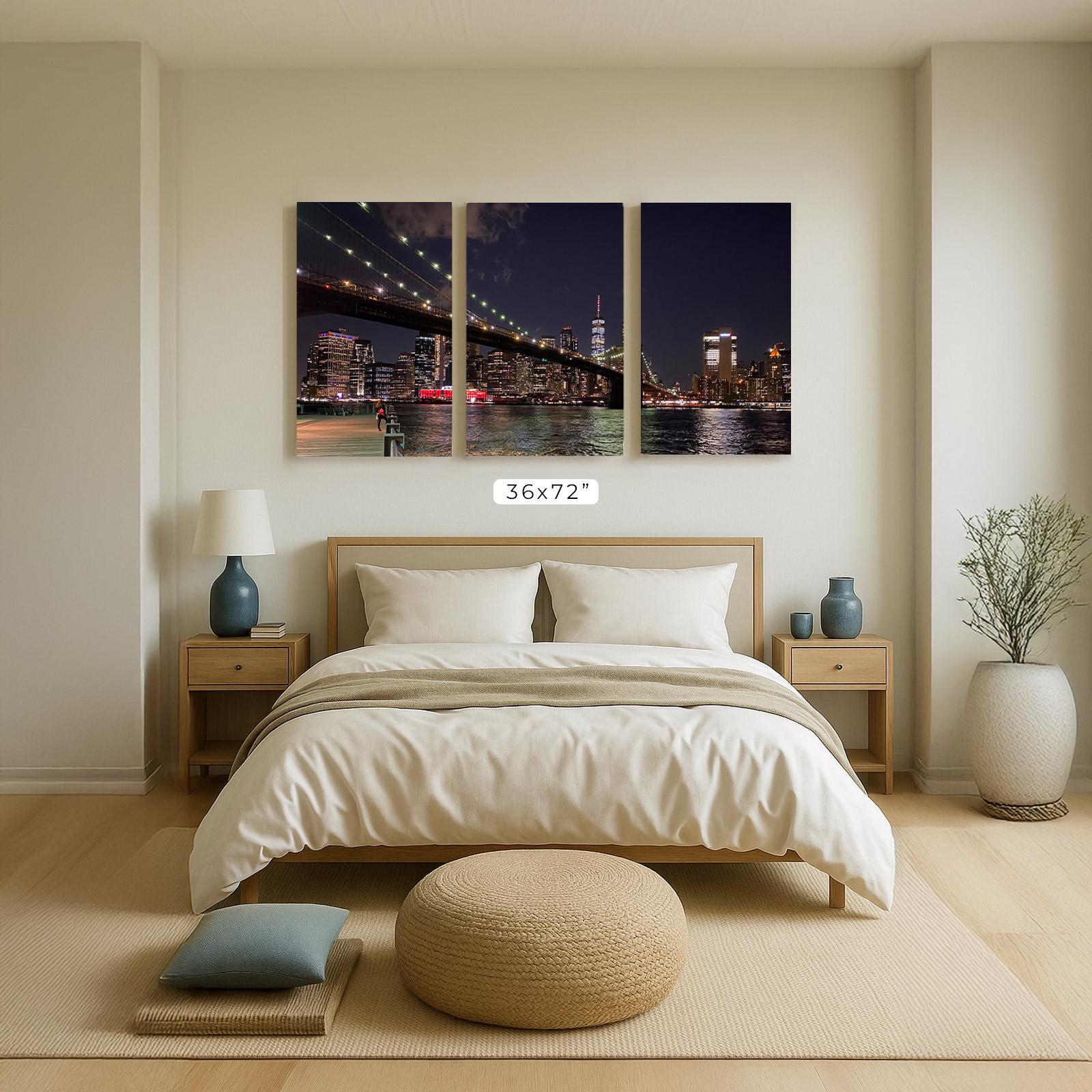 Brooklyn Bridge Night Photo: New York City Skyline Art Print - Etsy