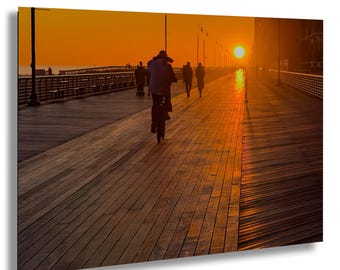 Long Beach Boardwalk Sunset Print: Solar Alignment New York Coastal Wall Art