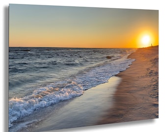 Golden Hour Beach Sunset Wall Art – Coastal Ocean Photography Print