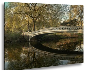 Bow Bridge Central Park Print | NYC Sunrise Golden Hour Reflection Wall Art