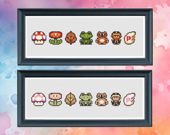 Super Mario Bros. 3 - Power-Ups - Cross Stitch Pattern - Counted Cross Stitch - Instant Download PDF - Modern Cross Stitch