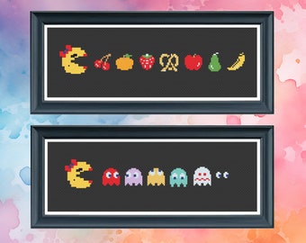 Ms. Pac-Man Cross Stitch Pattern – Retro Arcade Art (PDF Pattern)