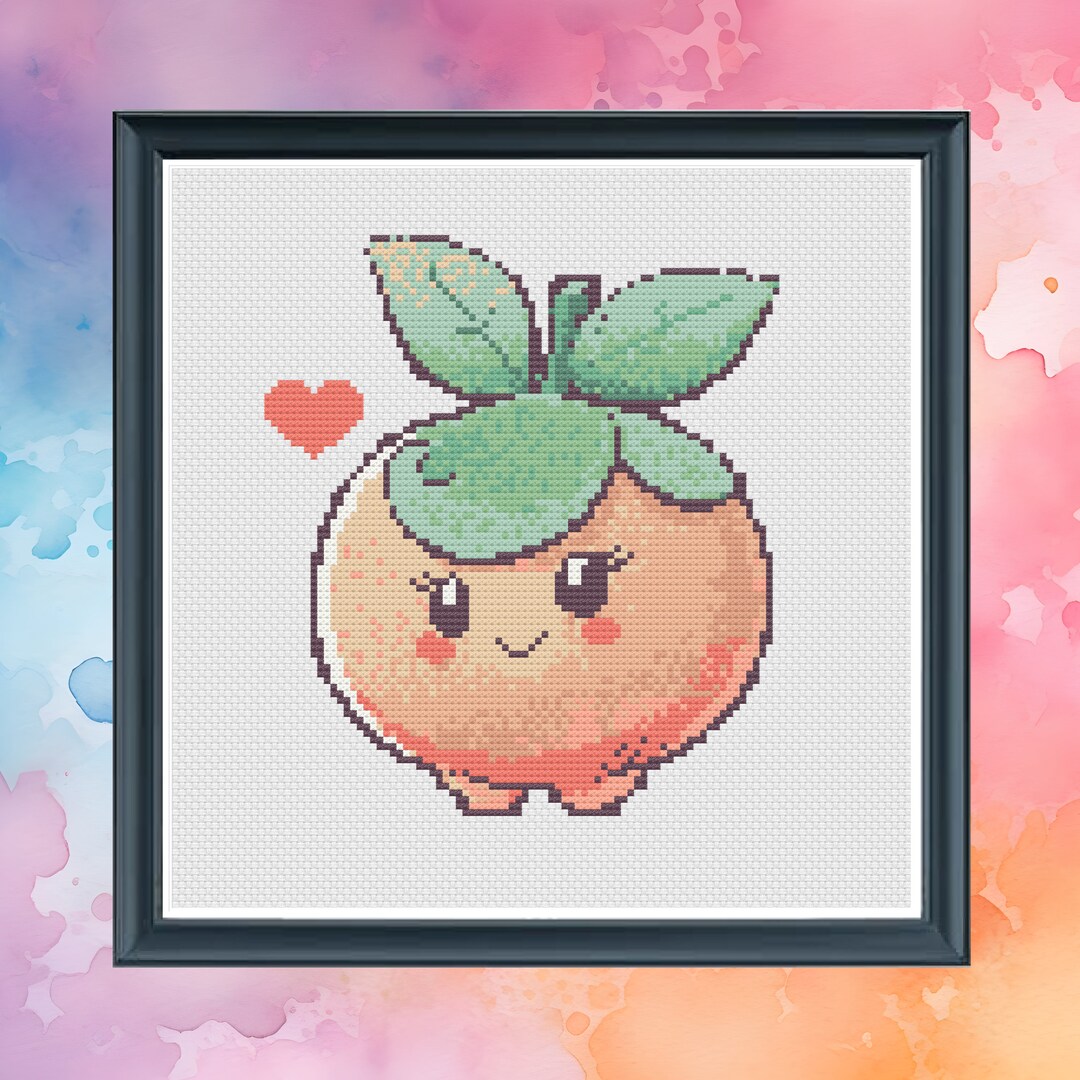Peachy Queen Peach Cross Stitch Pattern Counted Cross Stitch Instant