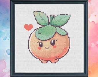 Mini Cross Stitch Pattern - Just Peachy Embroidery Design (PDF