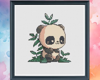 Panda - Cross Stitch Pattern - Counted Cross Stitch - Instant Download PDF - Modern Cross Stitch