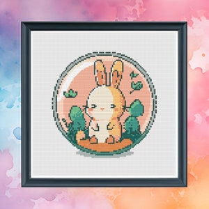 Bubble Bunny - Cross Stitch Pattern - Counted Cross Stitch - Instant Download PDF - Modern Cross Stitch