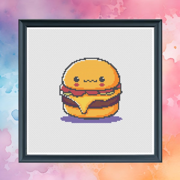 Burger Time - Cross Stitch Pattern - Counted Cross Stitch - Instant Download PDF - Modern Cross Stitch