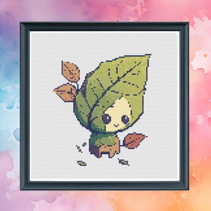 Leaf - Cute - Cross Stitch Pattern - Counted Cross Stitch - Instant Download PDF - Modern Cross Stitch