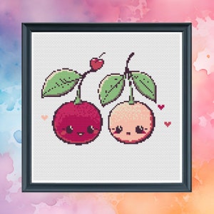 Cherry Love - Cross Stitch Pattern - Counted Cross Stitch - Instant Download PDF - Modern Cross Stitch