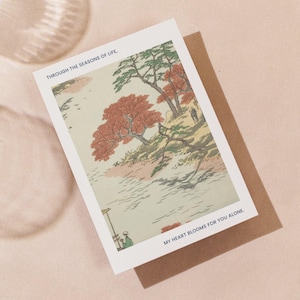 Cartão de Dia dos Namorados em Estilo Japonês para Imprimir | Cartão de Aniversário Digital | Cartão Postal para Namorado, Namorada, Esposa, Marido, Ele e Ela