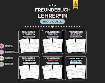 A digital farewell gift in your desired design. A personalized DIN A4 friendship book page for primary school teachers, ready to print at home.