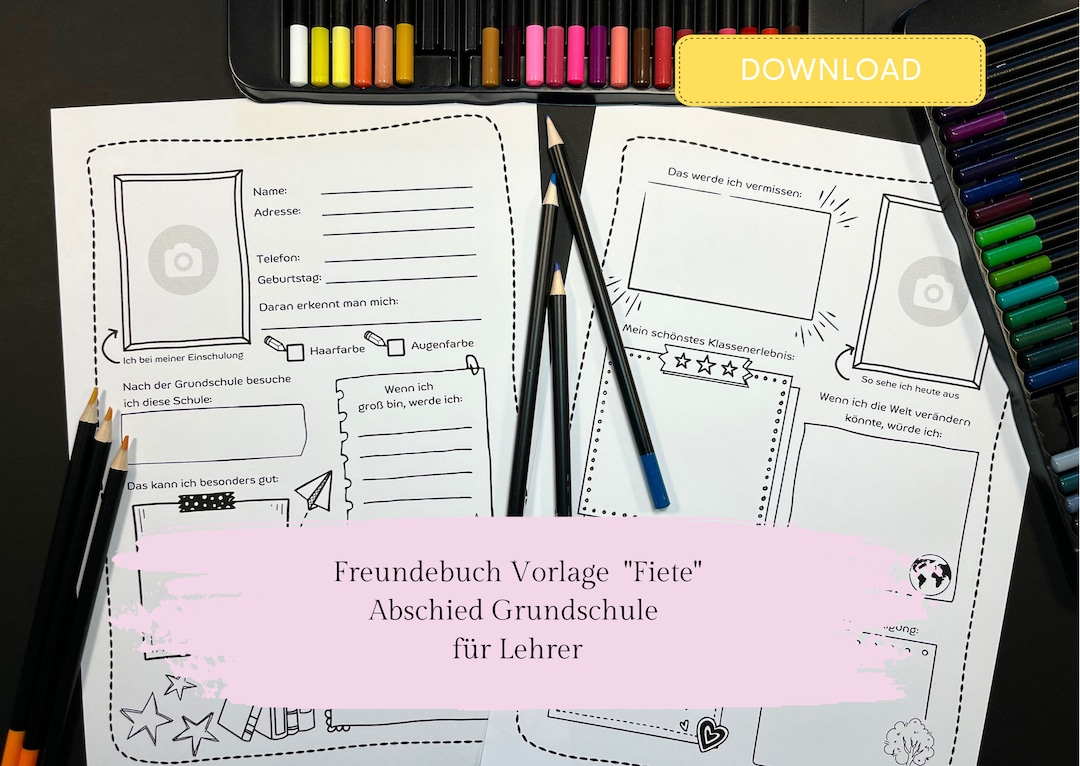 Freundebuch Für Kollegen Zum Abschied Vorlage Freundebuch Vorlage Fiete zum Abschied der Grundschule. DIN A4 zum