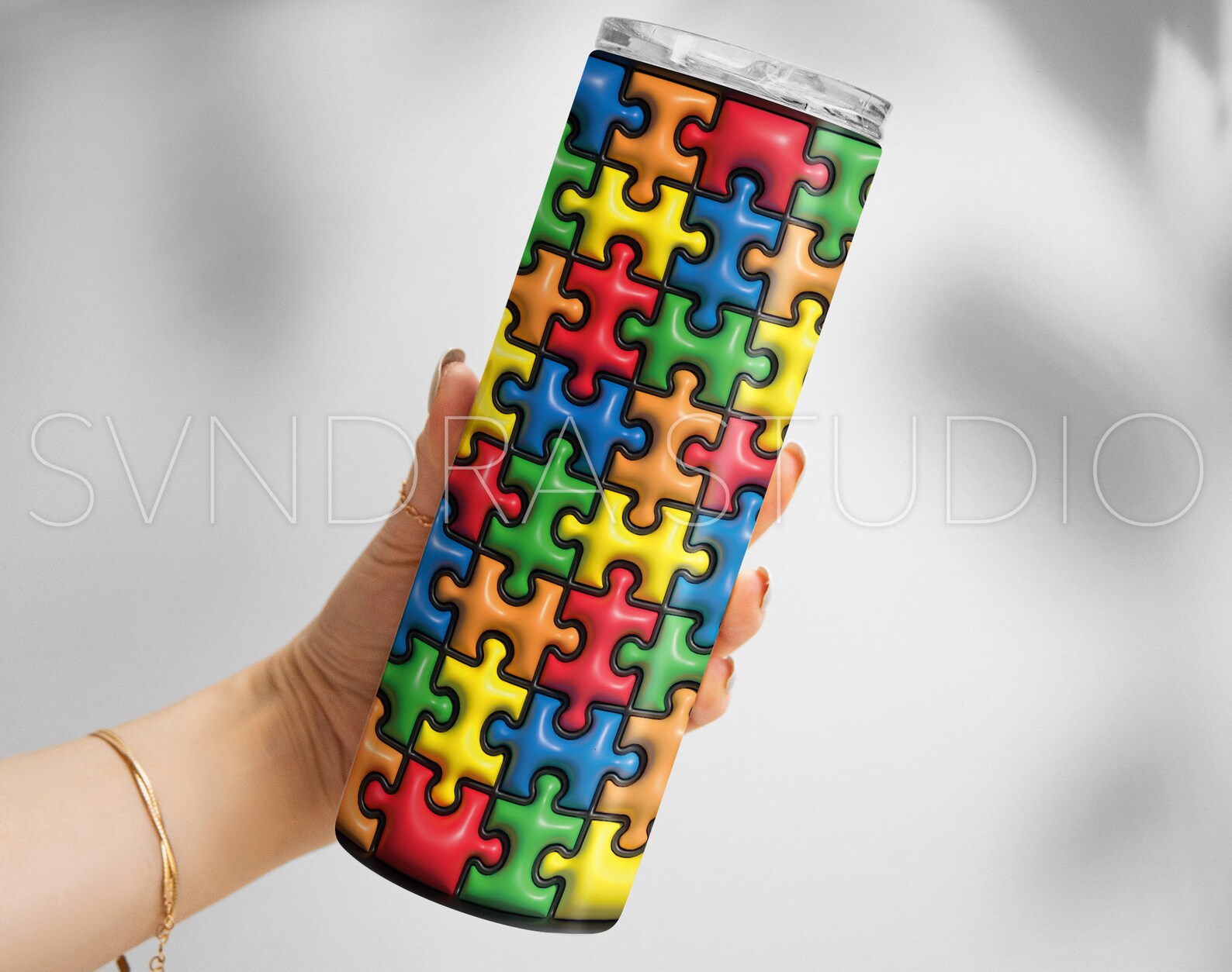 3D Inflated Puzzle Tumbler Wrap Bubble Puzzle 20 Oz Skinny Etsy